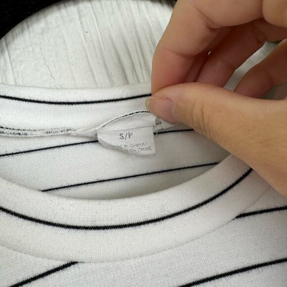 Club Monaco Black White Striped Long Sleeve Tie Front Shirt Size Small Casual - Picture 5 of 8